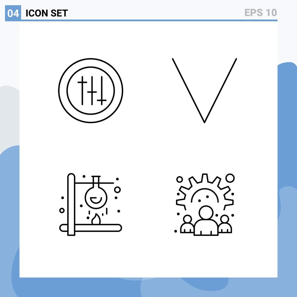 conjunto de 4 sinais de símbolos de ícones de interface do usuário modernos para opções de elementos de design de vetores editáveis de negócios químicos de seta de laboratório