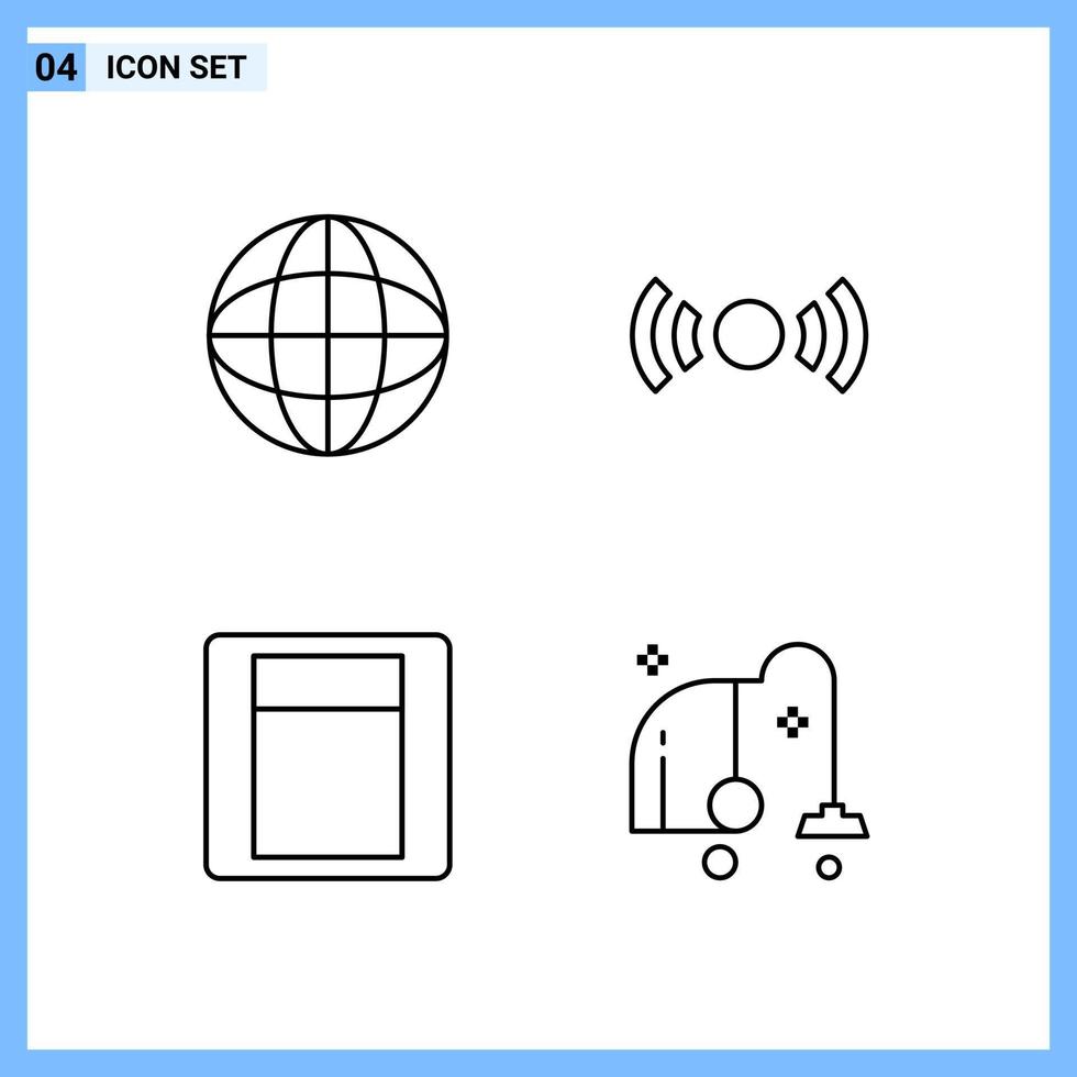 4 ícones estilo de linha de contorno criativo símbolos sinal de ícone de linha preta isolado no fundo branco vetor