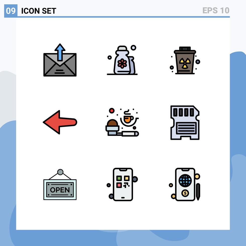 pacote de ícones vetoriais de estoque de 9 sinais e símbolos de linha para medição esquerda loção seta poluição elementos editáveis de design vetorial vetor