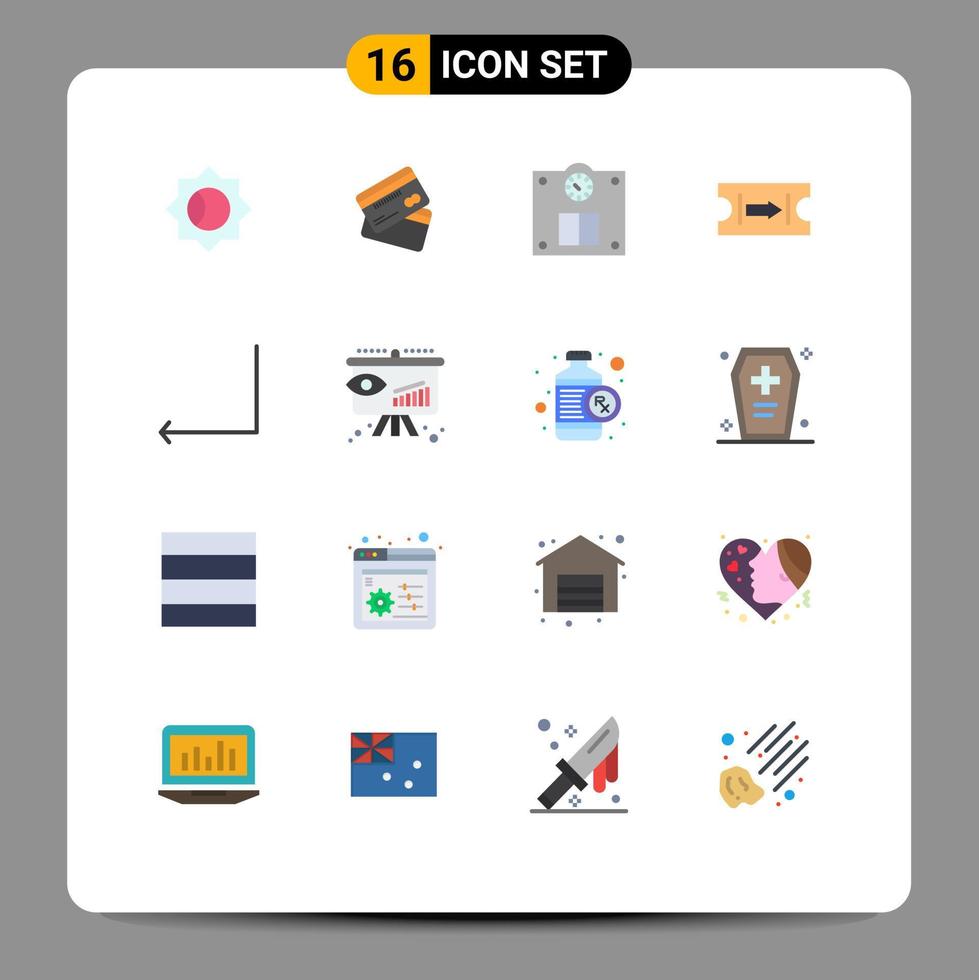 grupo de símbolos de ícone universal de 16 cores planas modernas de pacote editável de peso de flecha de dinheiro de viagem de volta de elementos de design de vetor criativo