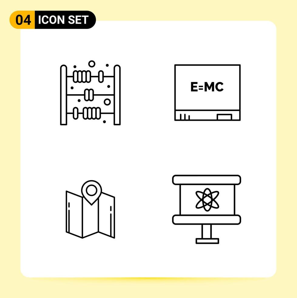 4 ícones criativos para design de site moderno e aplicativos móveis responsivos 4 sinais de símbolos de contorno em fundo branco 4 pacote de ícones vetor