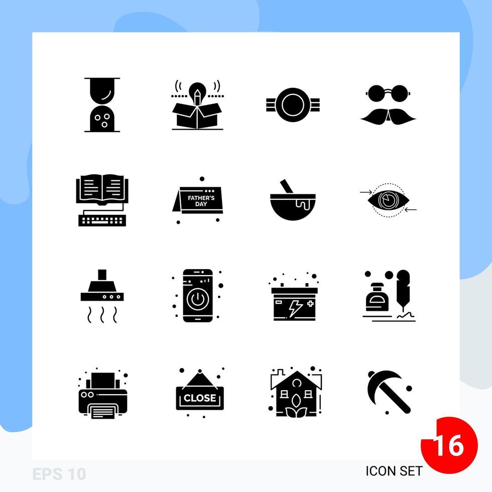 pacote moderno de 16 símbolos de glifos sólidos isolados em fundo branco para design de sites vetor