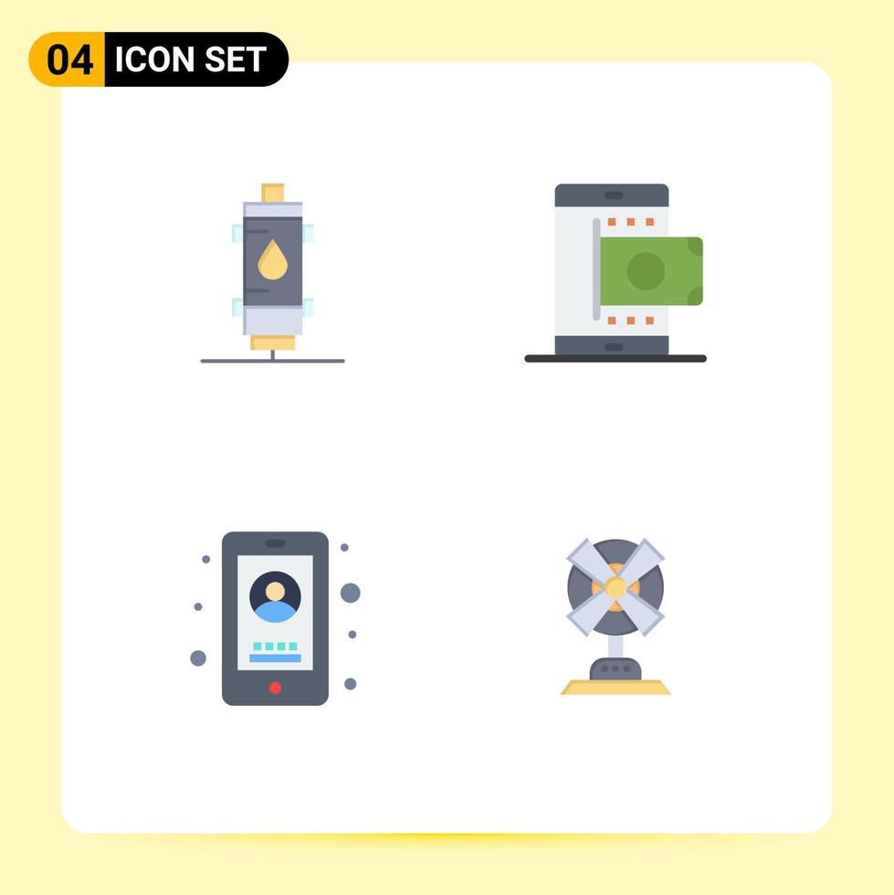 grupo de 4 sinais e símbolos de ícones planos para aquecedor de compras elementos de design de vetores editáveis de negócios móveis quentes