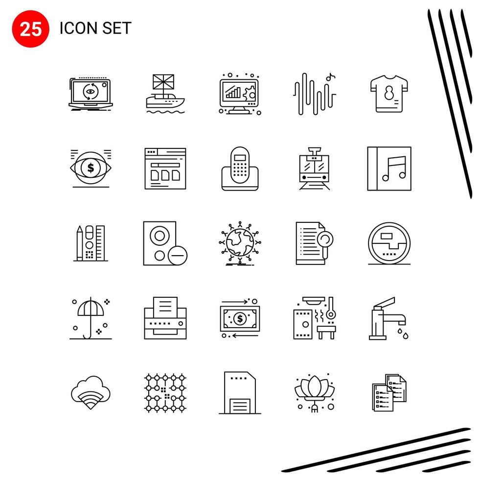 coleção de 25 ícones vetoriais em símbolos de contorno perfeitos de pixel de estilo de linha para sinais de ícone de linha móvel e web em fundo branco 25 ícones vetor