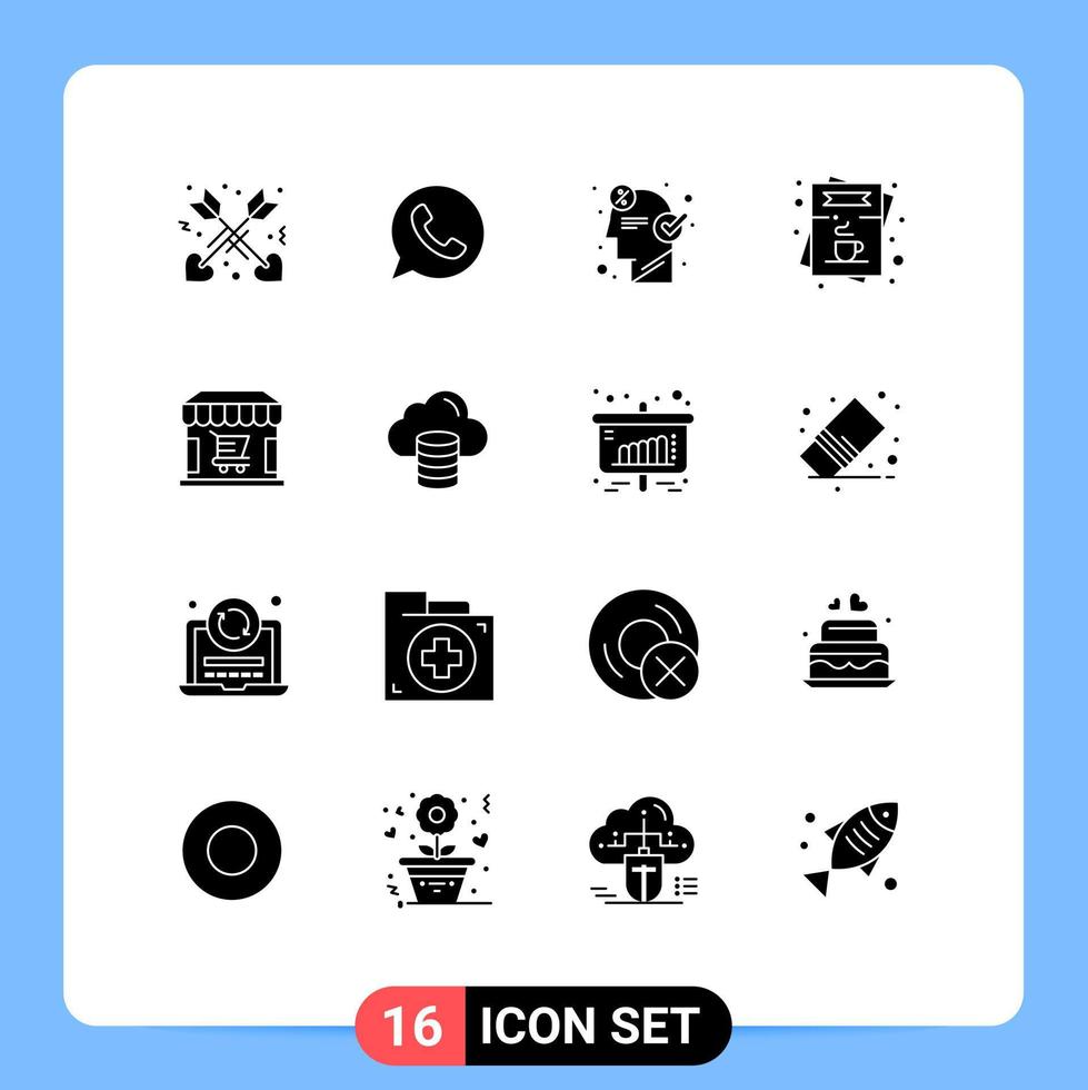 16 ícones criativos sinais e símbolos modernos de lista de brainstorming de menu de comércio eletrônico café elementos de design de vetores editáveis