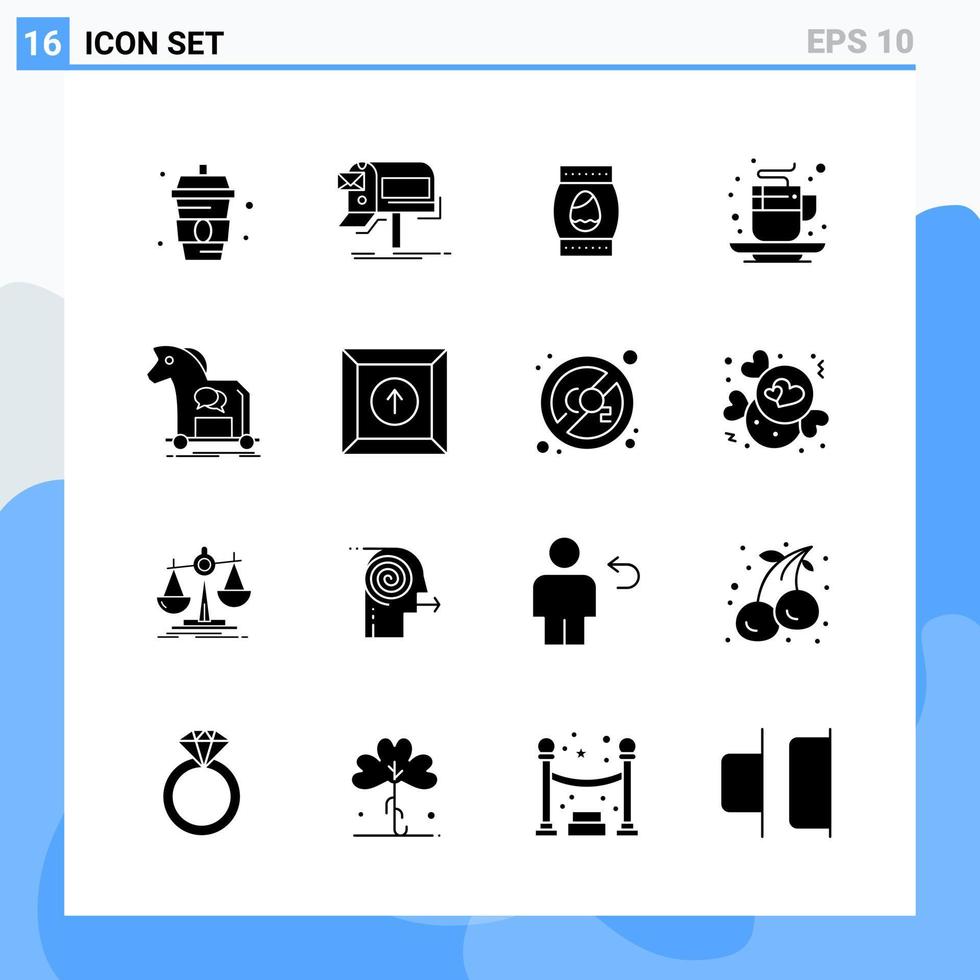 16 símbolos de glifos de ícones de estilo sólido modernos para uso geral sinal de ícone sólido criativo isolado no pacote de 16 ícones de fundo branco vetor