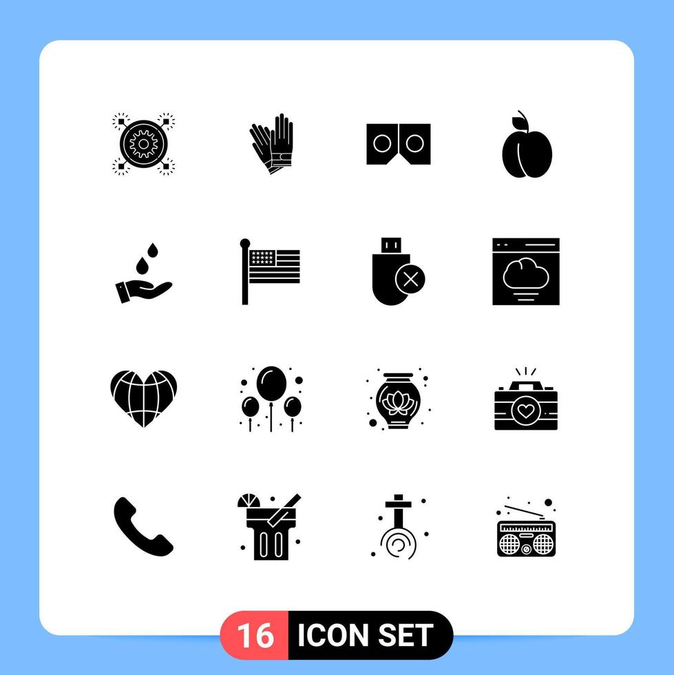 16 ícones criativos sinais modernos e símbolos de elementos de design de vetores editáveis de frutas de reparo purificado de energia