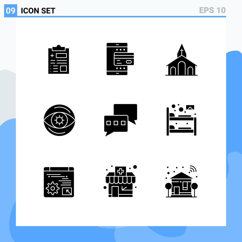 9 pacote de glifos sólidos de interface de usuário de sinais e símbolos modernos de elementos de design de vetores cruzados editáveis de negócios de smartphone de visão