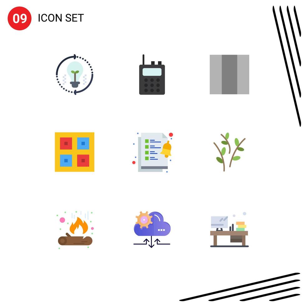 conjunto moderno de 9 cores planas e símbolos, como lista de verificação de tarefas, entrega de envio, elementos de design de vetores editáveis