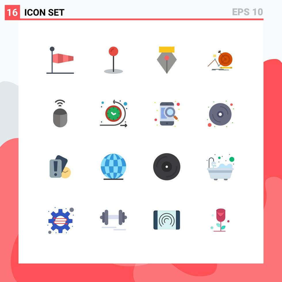 pacote de interface de usuário de 16 cores planas básicas de tempo de ciclo wifi pen mouse objetivo pacote editável de elementos de design de vetores criativos