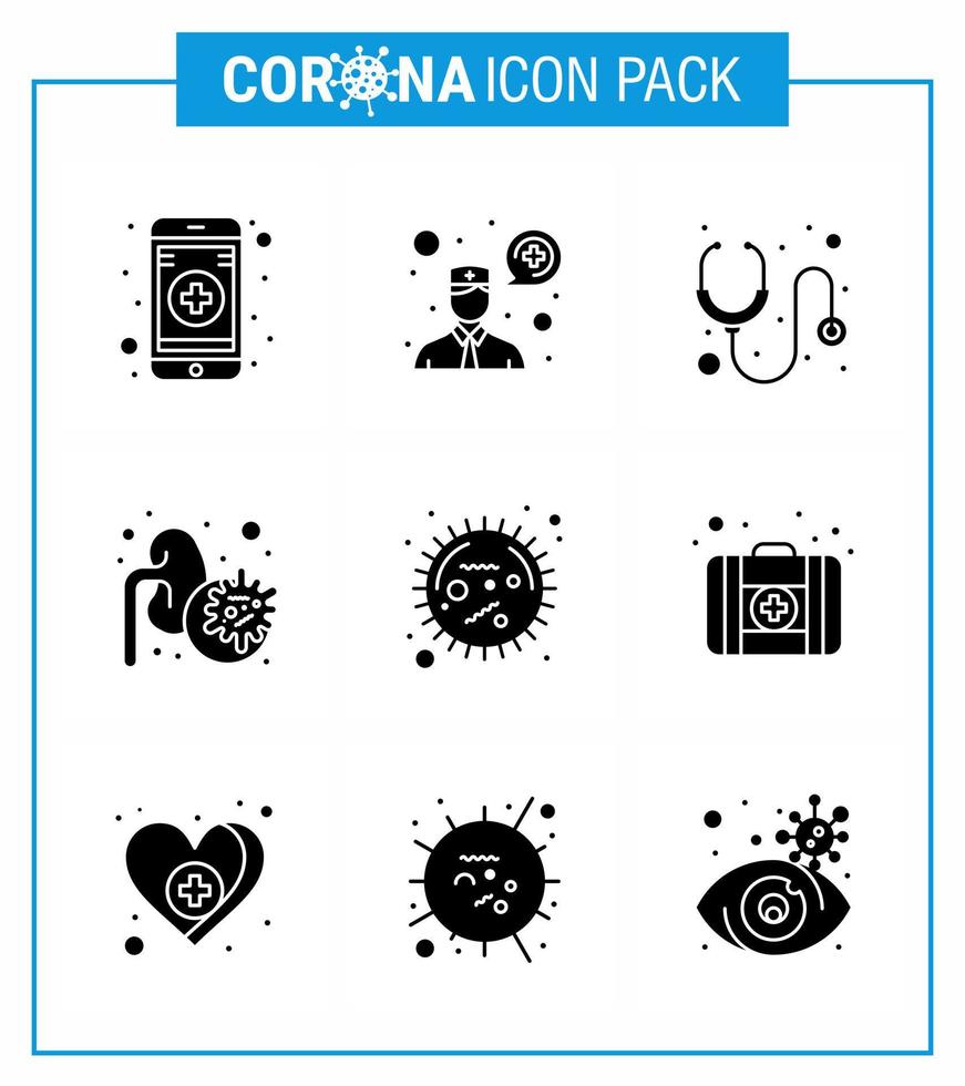 25 ícones de emergência de coronavírus, design azul, como bactérias epidêmicas, pulmões corona médicos, coronavírus viral, doença de 2019nov, elementos de design de vetor