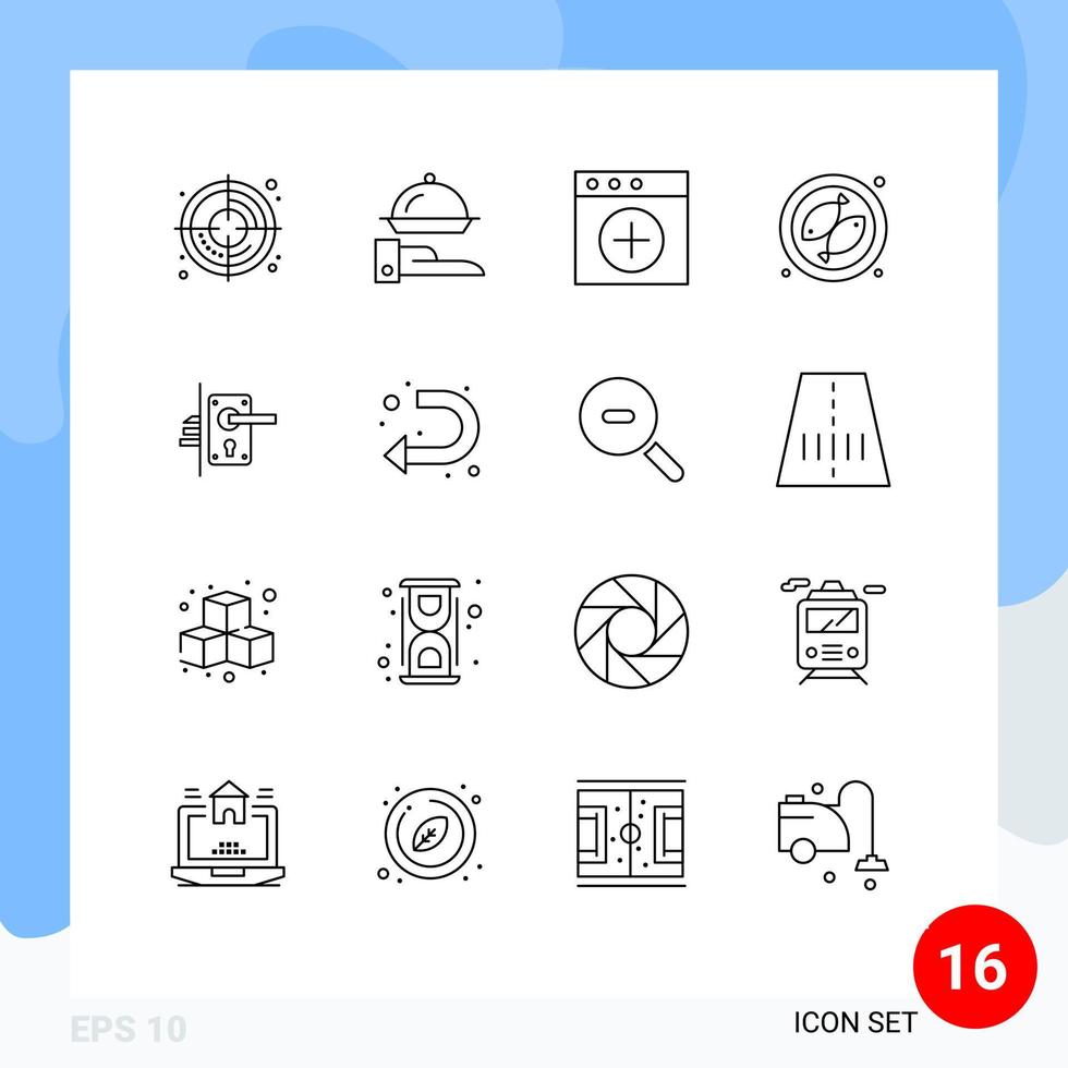 16 ícones criativos, sinais modernos e símbolos de alça de casa mac porta encontram elementos de design de vetores editáveis