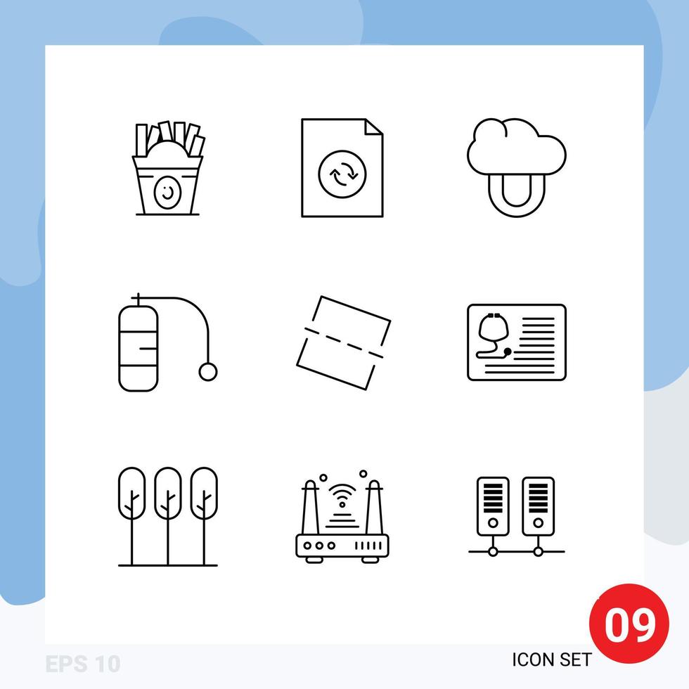 conjunto de 9 sinais de símbolos de ícones de interface do usuário modernos para médico endireitar elementos de design de vetores editáveis de férias de fotos privadas