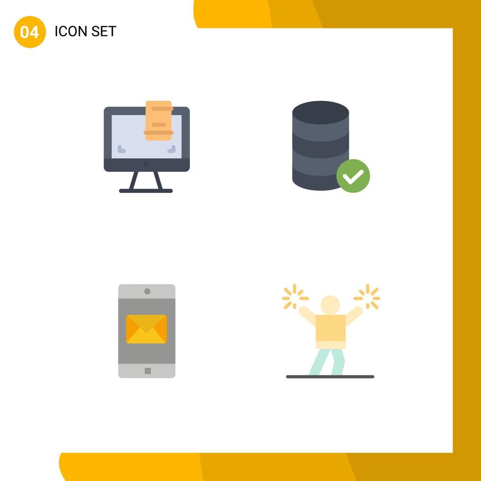 pacote de 4 ícones planos criativos de elementos de design de vetores editáveis de correio de serviço de tela móvel de design