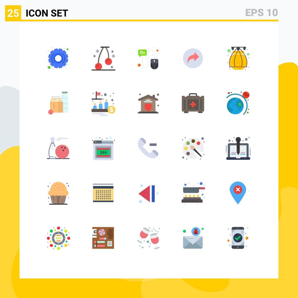 conjunto moderno de 25 cores planas e símbolos, como terracota índia, clique em elementos de design de vetores editáveis de seta de interface do usuário