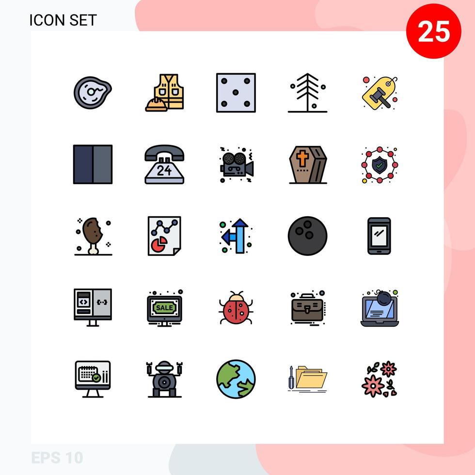 25 interface do usuário pacote de cores planas de linha cheia de sinais e símbolos modernos de elementos de design de vetores editáveis de esportes de jardim de trabalho de natureza