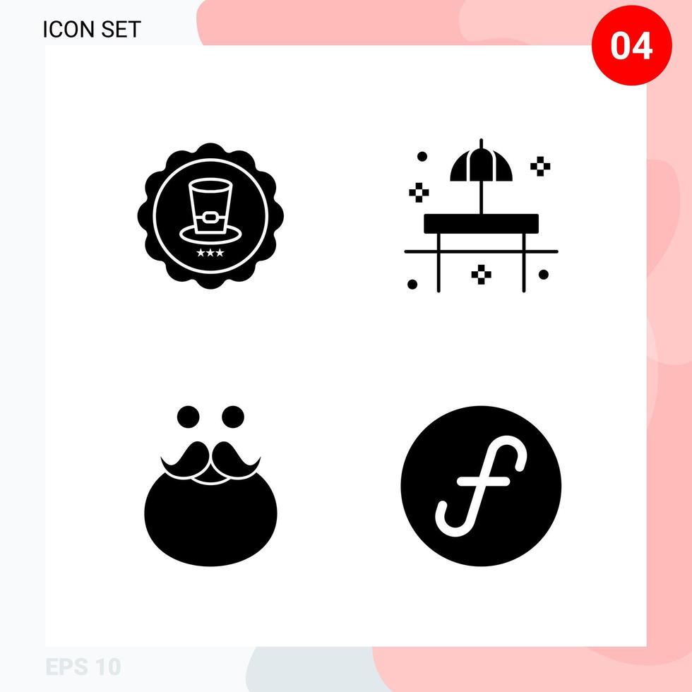 pacote vetorial de 4 ícones em pacote de glifos criativos de estilo sólido isolado em fundo branco para web e dispositivos móveis vetor