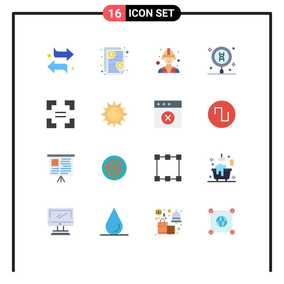 grupo de símbolos de ícone universal de 16 cores planas modernas de construtor de pesquisa de seta ciência dna pacote editável de elementos de design de vetores criativos