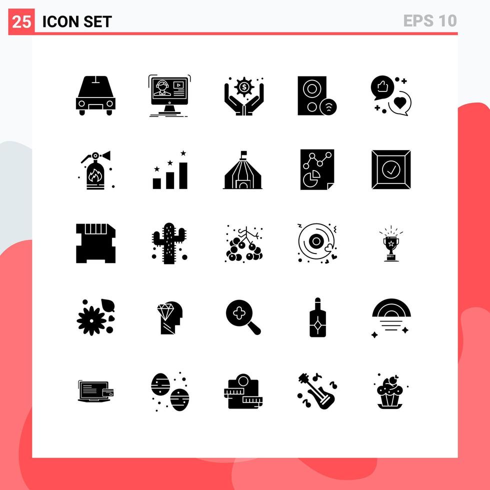 25 ícones criativos sinais modernos e símbolos de comunicação sinalizam dispositivos de hardware de administração de negócios elementos de design vetorial editáveis vetor