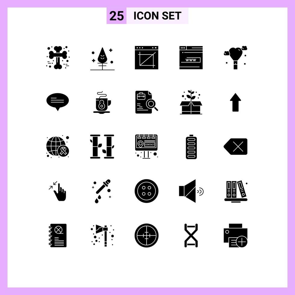 25 conceito de glifo sólido para sites móveis e aplicativos www formulário de aplicativo de contato elementos de design de vetores editáveis