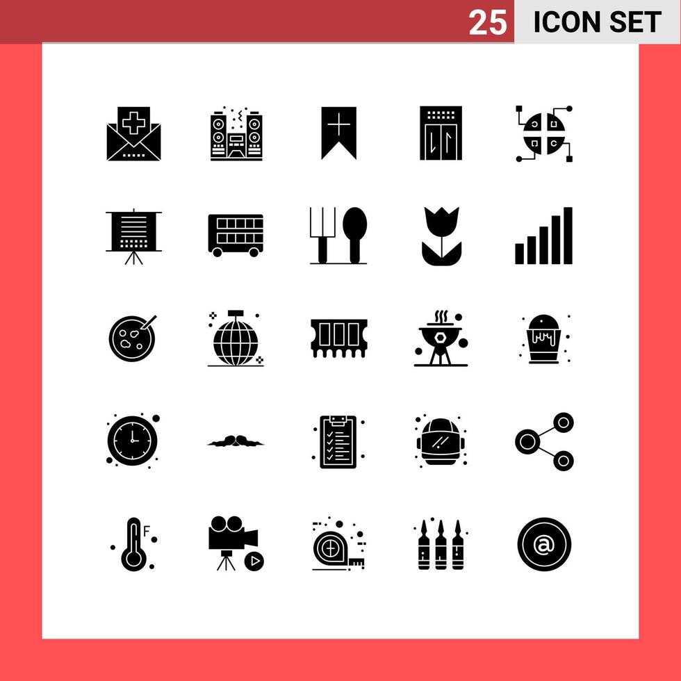 conjunto de 25 sinais de símbolos de ícones de interface do usuário modernos para elementos de design de vetores editáveis de usuário de hotel de espectador de viagem de rede