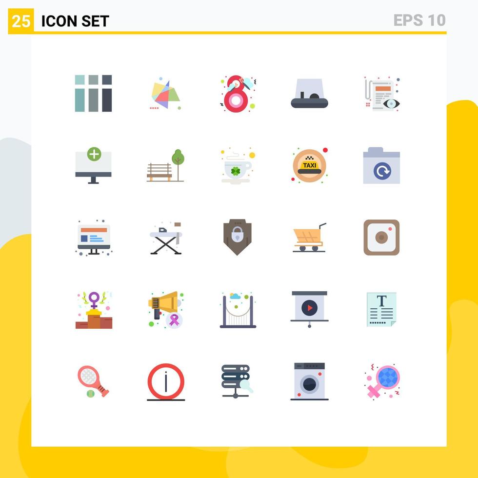 pacote de 25 sinais e símbolos modernos de cores planas para mídia impressa na web, como edição de veículos, pedal especial, moda, elementos de design de vetores editáveis