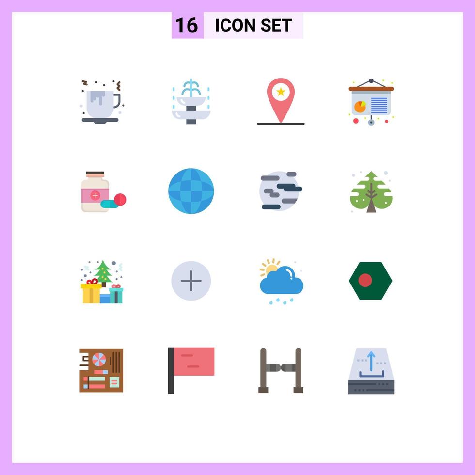 16 ícones criativos, sinais e símbolos modernos de apresentação de comprimidos, soldado de conferência turística, pacote editável de elementos de design de vetores criativos