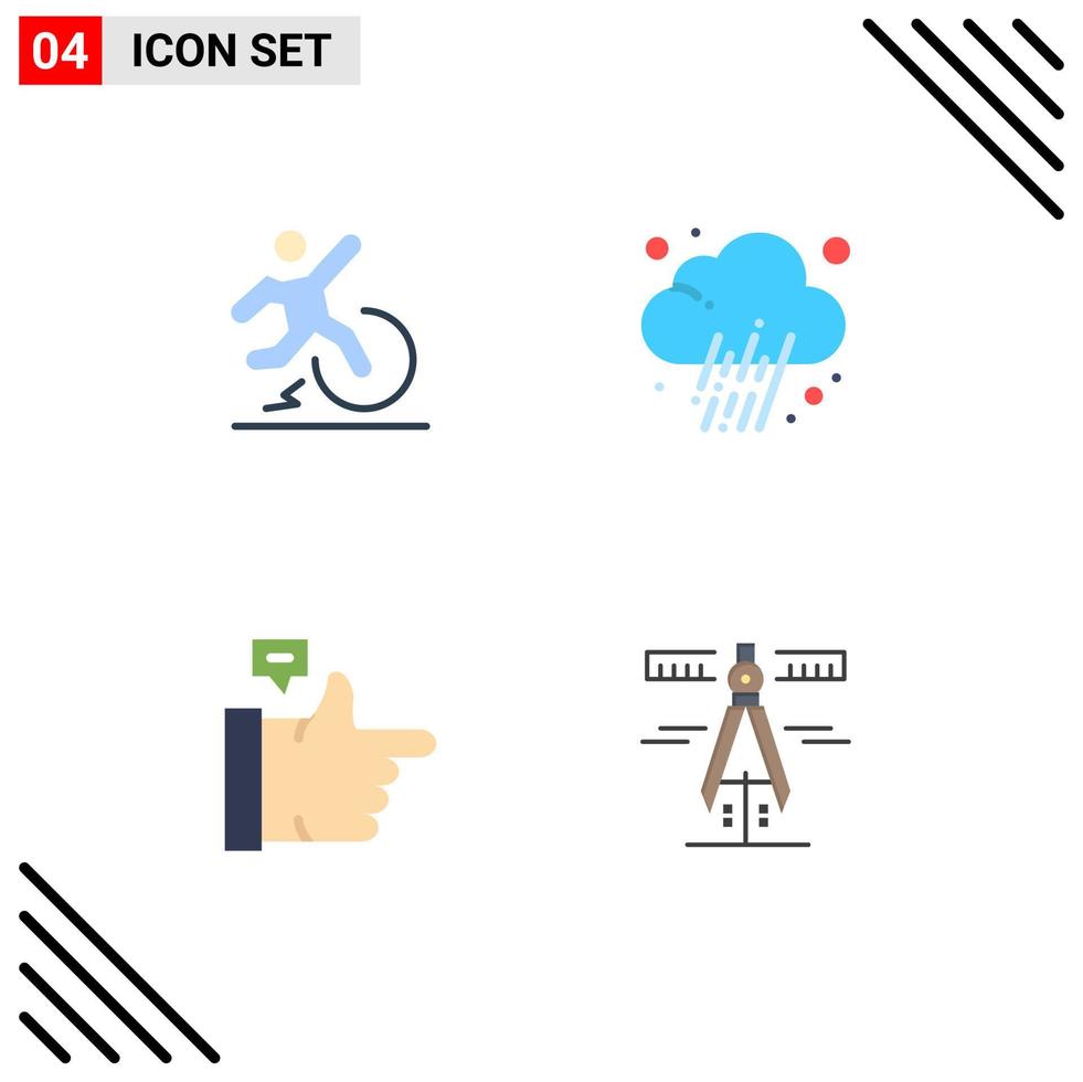 grupo de símbolos de ícone universal de 4 ícones planos modernos de notícias de fuga de bolhas de negócios polegares para cima elementos de design de vetores editáveis