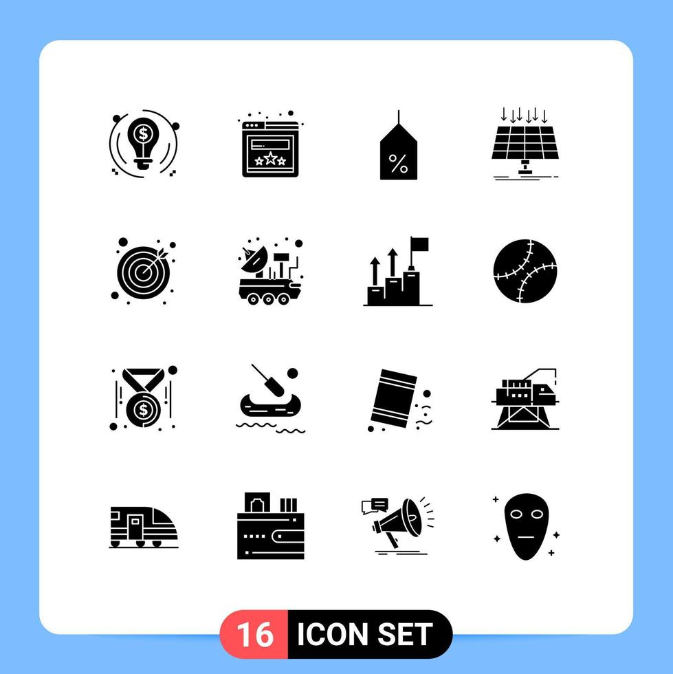 pacote de ícones vetoriais de estoque de 16 sinais e símbolos de linha para objetivos painel de tecnologia de etiqueta de cidade inteligente elementos de design de vetores editáveis