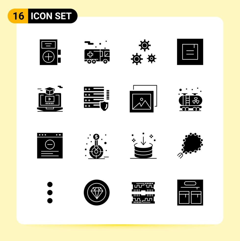 16 ícones criativos para design moderno de sites e aplicativos móveis responsivos 16 sinais de símbolos glifos em fundo branco 16 pacotes de ícones vetor