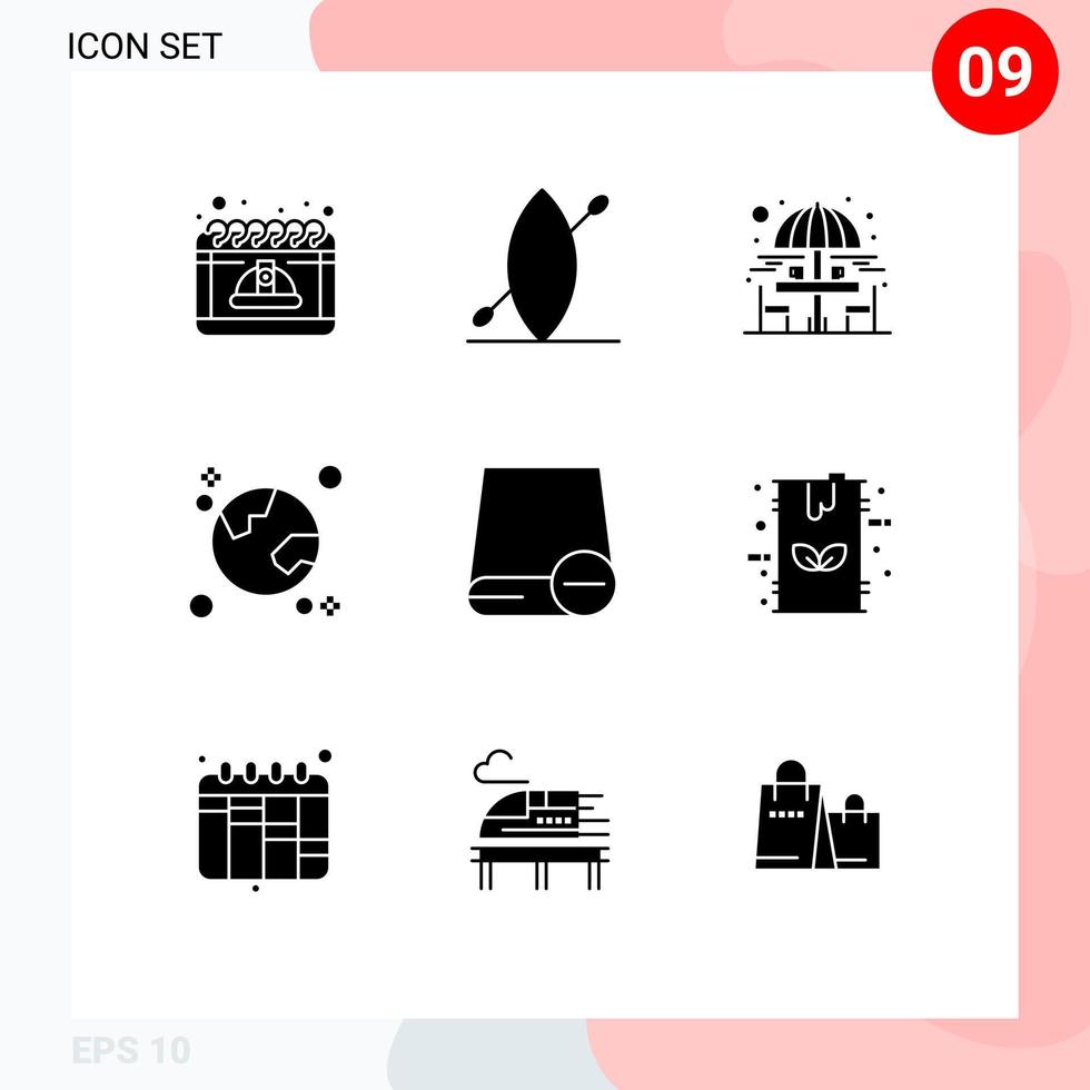 9 glifos sólidos vetoriais temáticos e símbolos editáveis de computadores globo cadeira global navegador elementos editáveis de design vetorial vetor