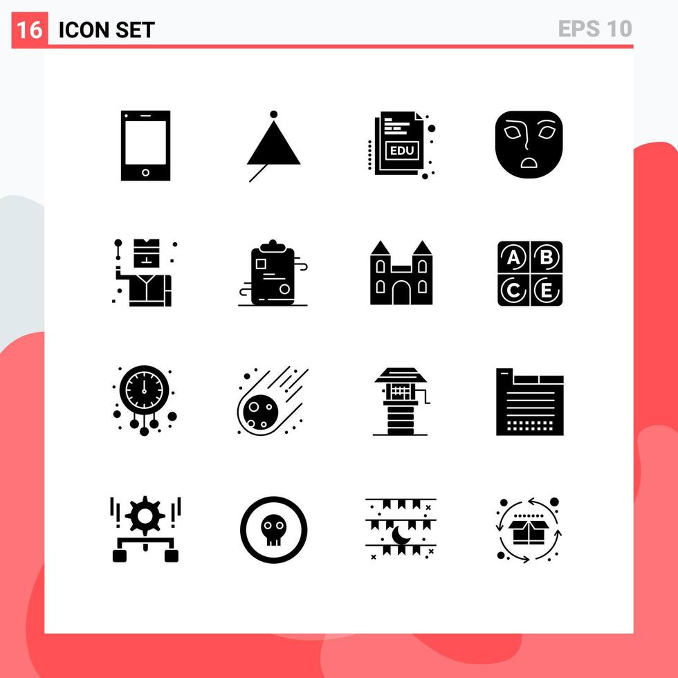 16 ícones criativos sinais e símbolos modernos de elementos de design de vetores editáveis on-line de emoção de triângulo de rosto de detetive