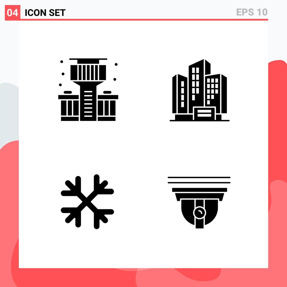 coleção de 4 ícones vetoriais em símbolos de glifos modernos de estilo sólido para web e sinal de ícone sólido móvel isolado em fundo branco 4 ícones vetor