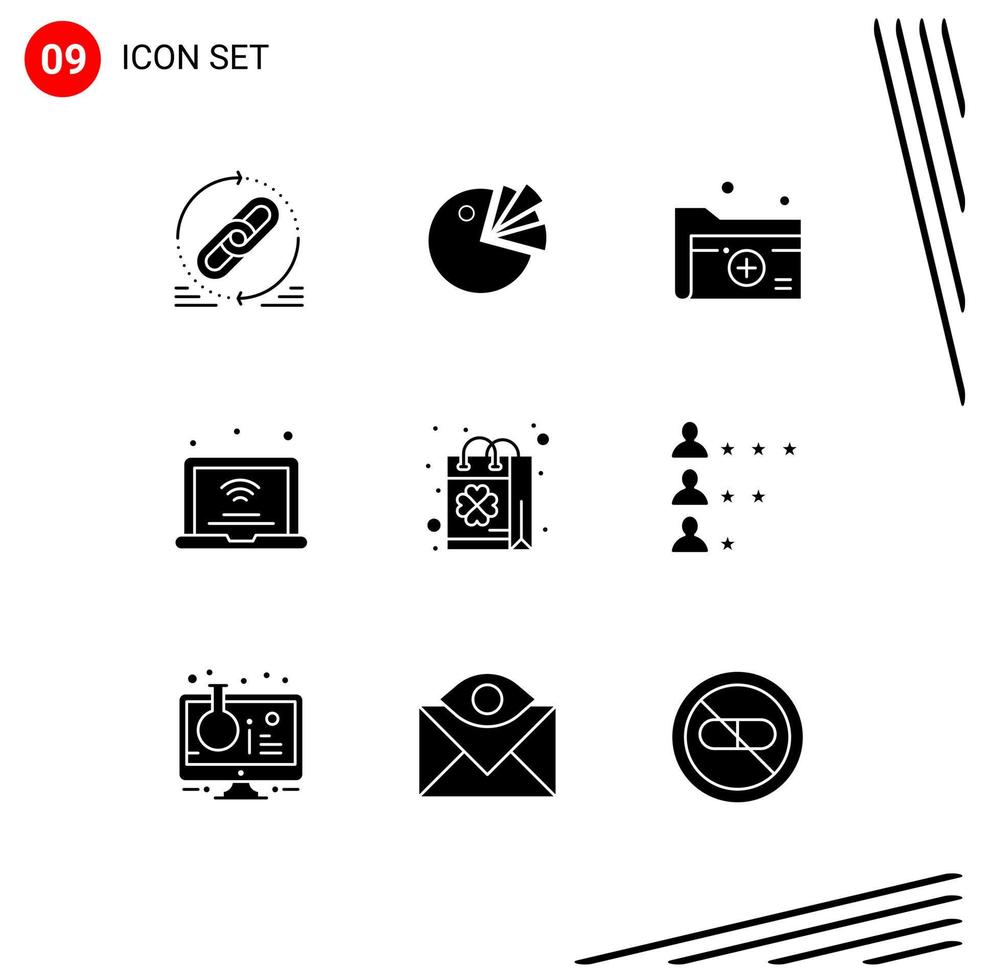9 ícones criativos, sinais modernos e símbolos de diagrama de internet iot, laptop, elementos de design de vetores médicos editáveis