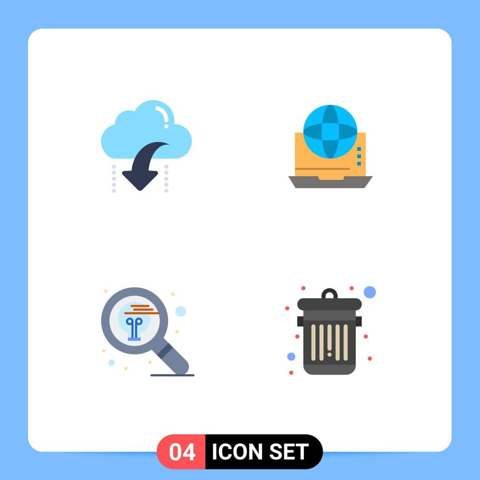 4 ícones planos universais assinam símbolos de design de negócios de seta de rede de download elementos de design de vetores editáveis