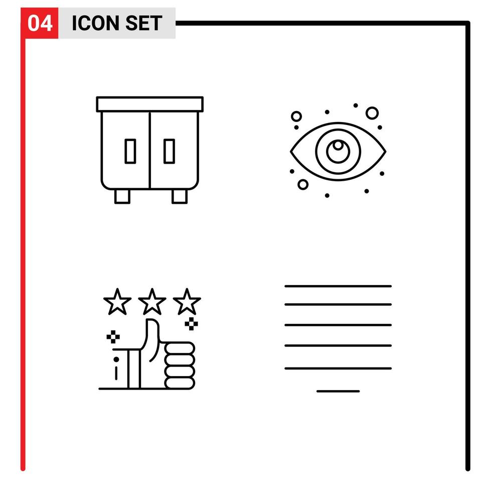Pacote de 4 linhas de interface de usuário de sinais e símbolos modernos de suporte de decoração interior seo up elementos de design de vetores editáveis