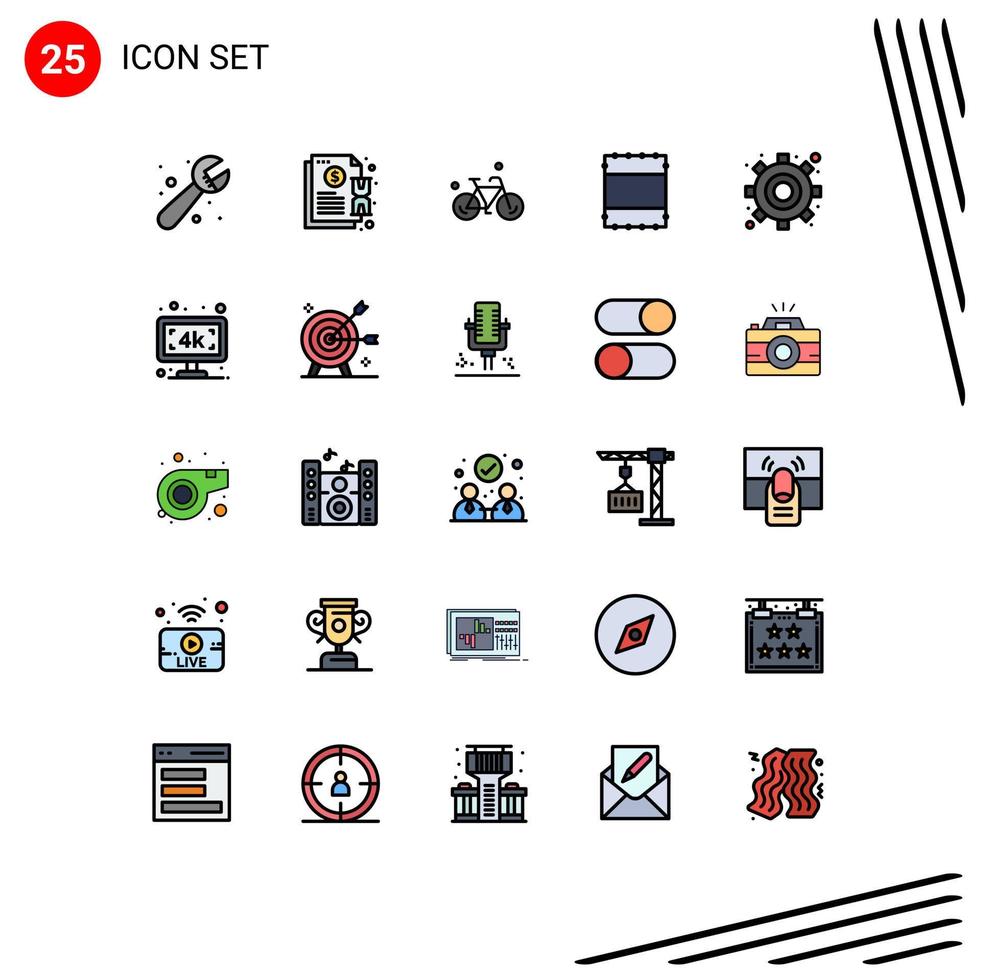 conjunto de 25 sinais de símbolos de ícones de interface do usuário modernos para pagamento de mecanismo de configurações maximizar elementos de design de vetores editáveis de primavera
