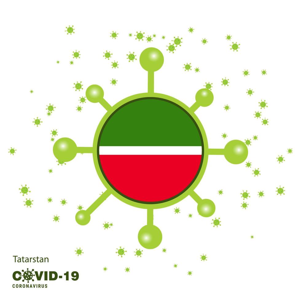 tatarstan coronavius fundo de conscientização da bandeira fique em casa fique saudável cuide de sua própria saúde ore pelo país vetor