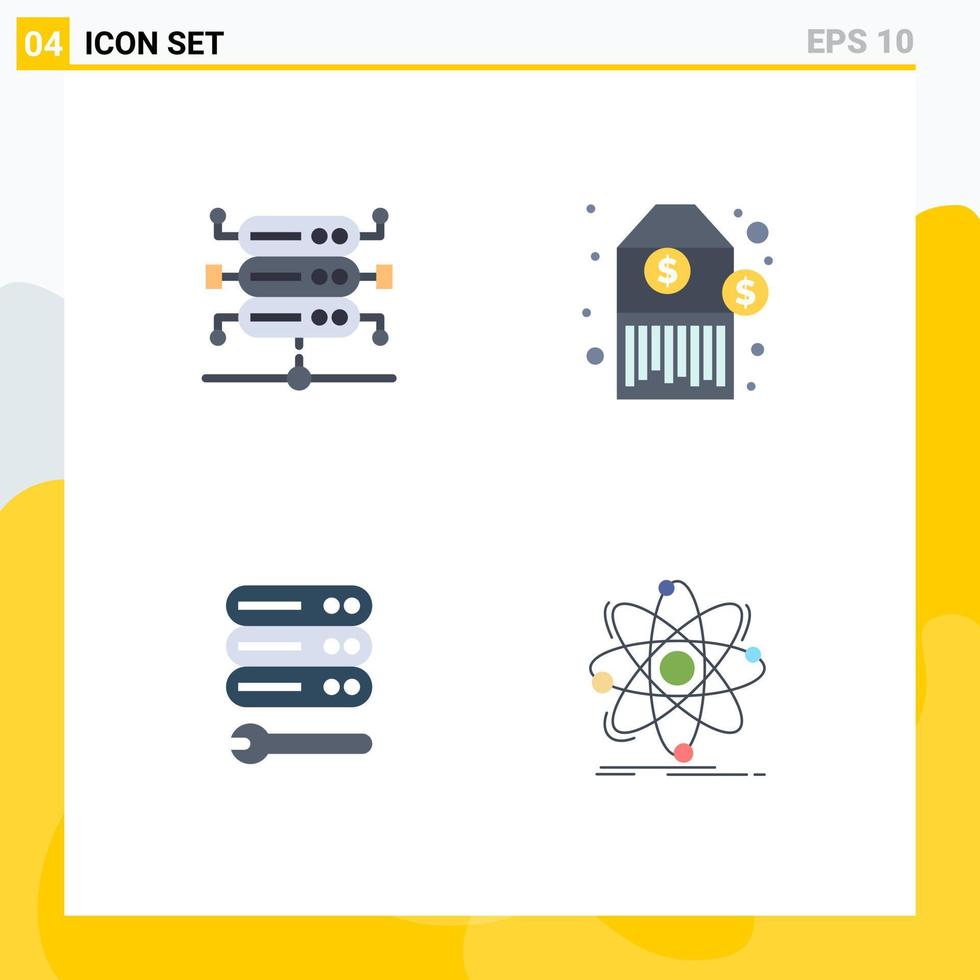 pacote de ícones vetoriais de 4 sinais e símbolos de linha para servidor de código de barras da web de banco de dados ciência editável elementos de design vetorial vetor