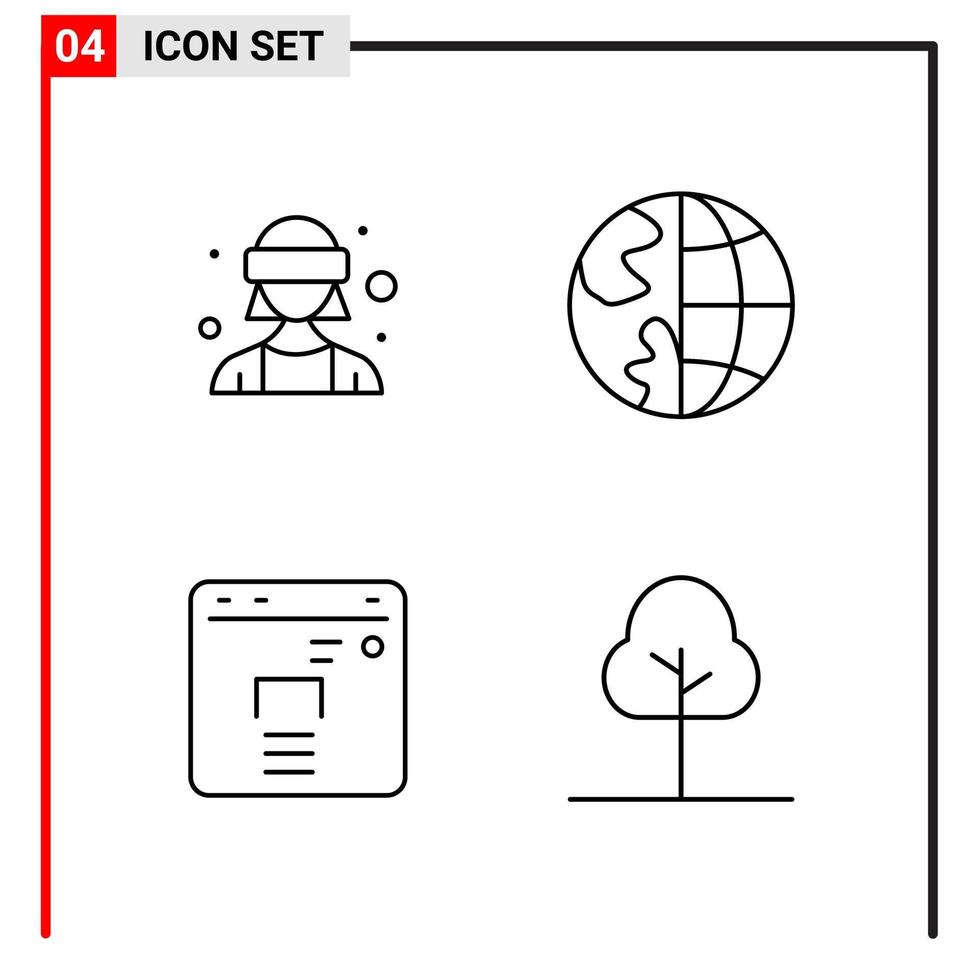 4 ícones gerais para impressão de design de site e aplicativos móveis 4 sinais de símbolos de contorno isolados no fundo branco 4 pacote de ícones vetor