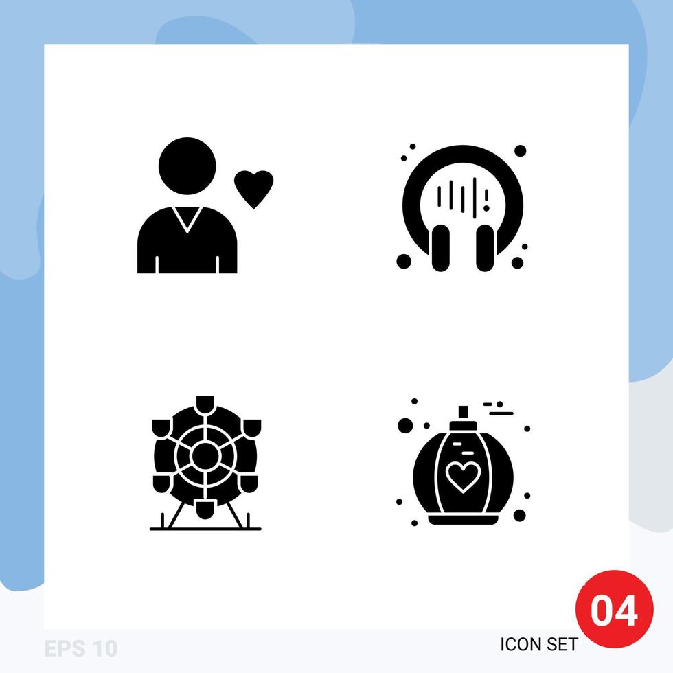 4 ícones criativos sinais e símbolos modernos de comunicação de roda favorita suportam elementos de design de vetores editáveis de fragrância