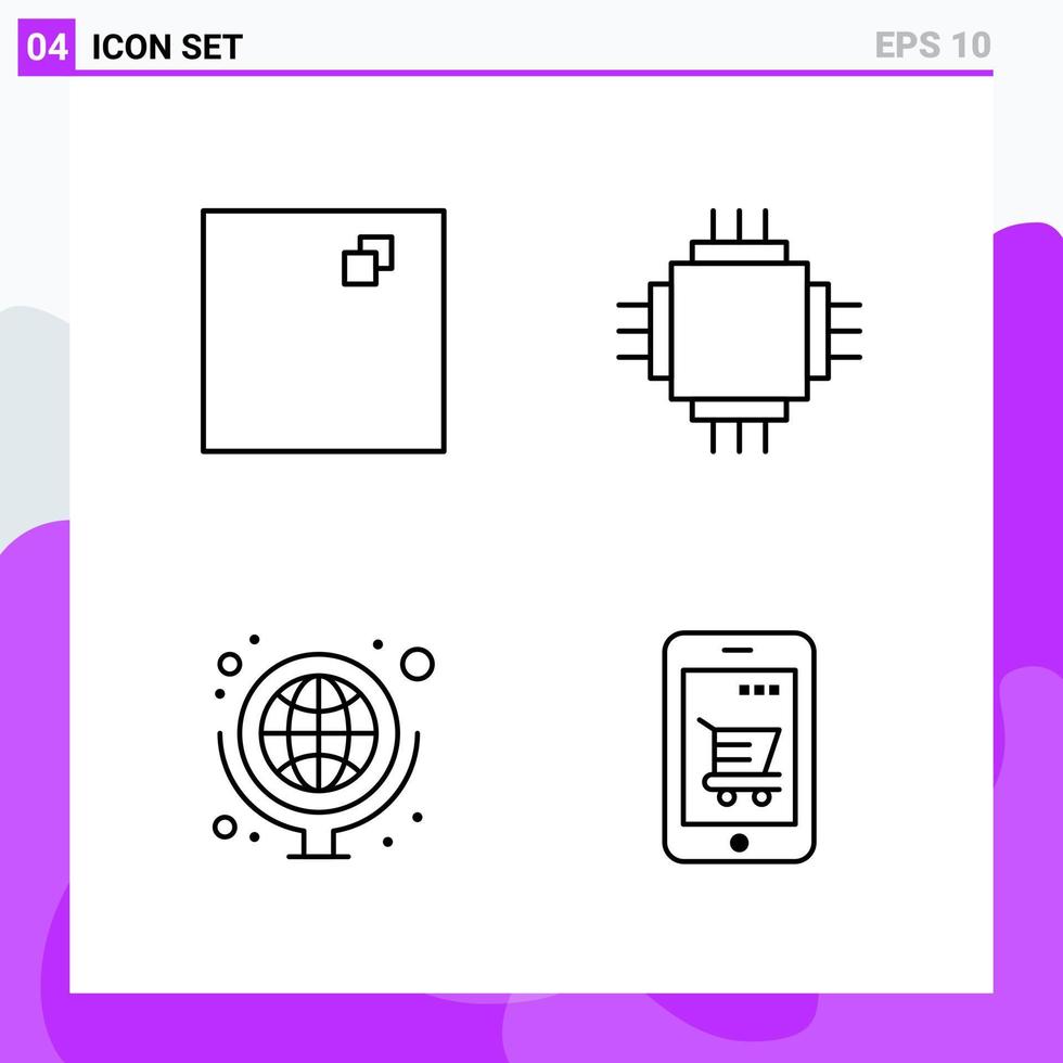conjunto de 4 ícones em símbolos de contorno criativo de estilo de linha para design de sites e aplicativos móveis sinal de ícone de linha simples isolado em fundo branco 4 ícones vetor