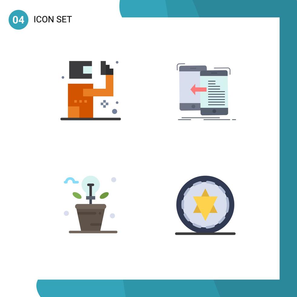 conjunto de ícones planos de interface móvel de 4 pictogramas de elementos de design de vetor editável de ideia móvel de assassino