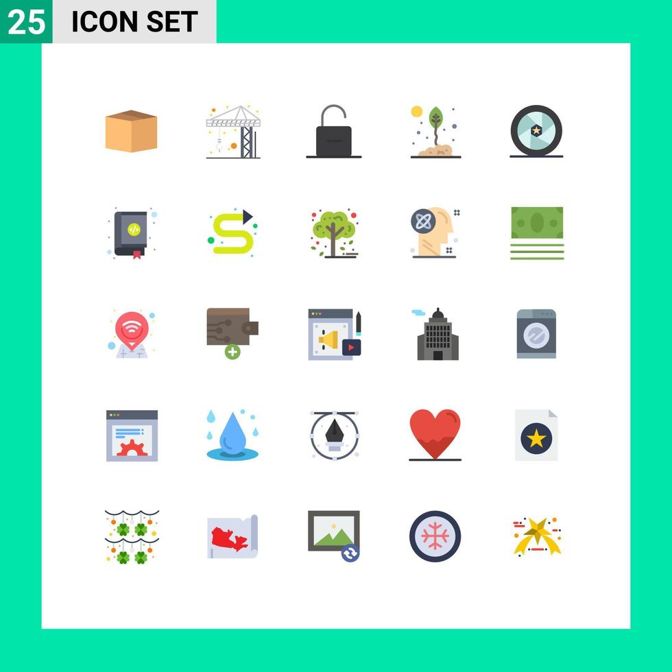 conjunto de 25 sinais de símbolos de ícones de interface do usuário modernos para elementos de design de vetor eco editável de folha de segurança de estrela em destaque