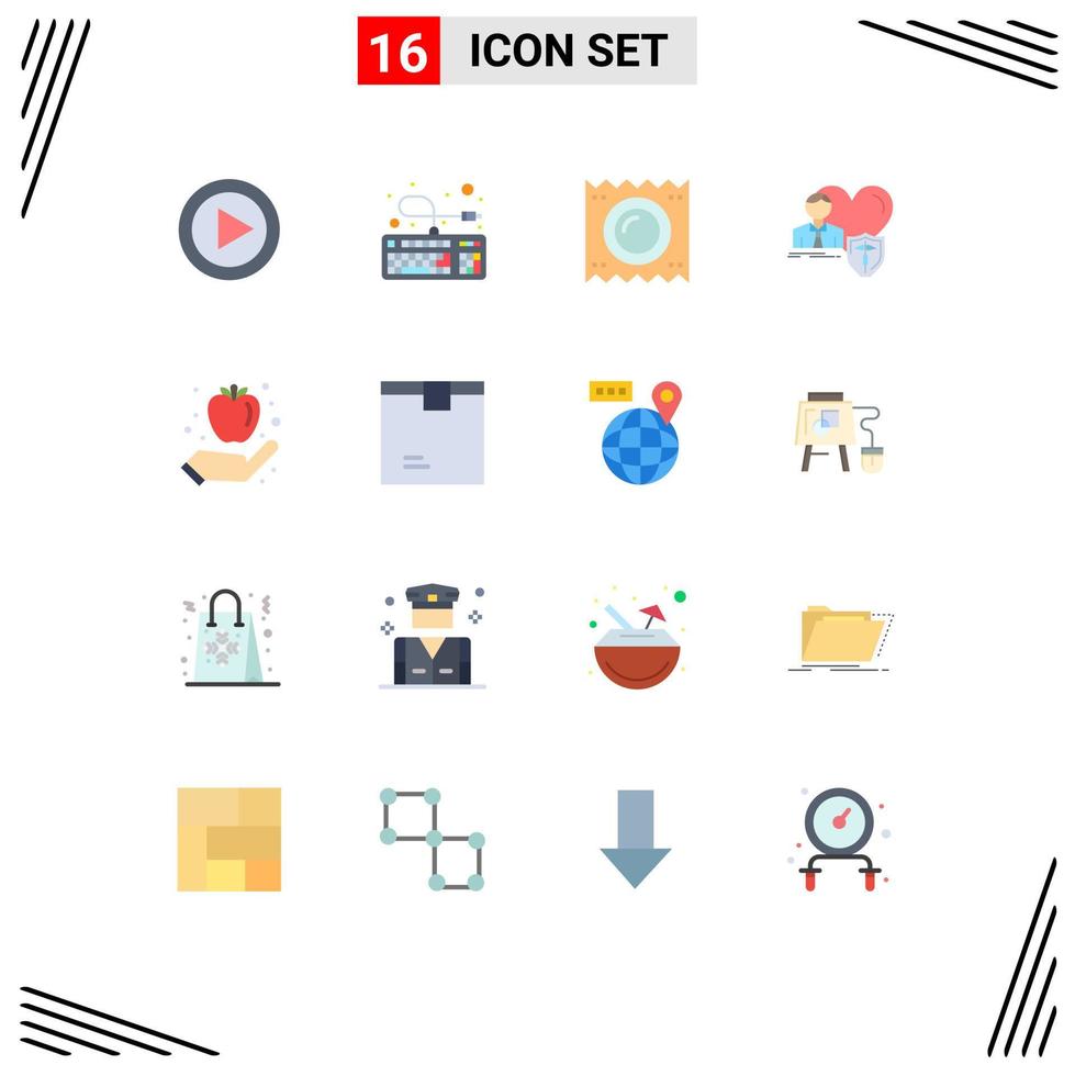 conjunto de 16 sinais de símbolos de ícones de interface do usuário modernos para proteger o pacote editável de medicina de seguro de conexão familiar de elementos de design de vetores criativos