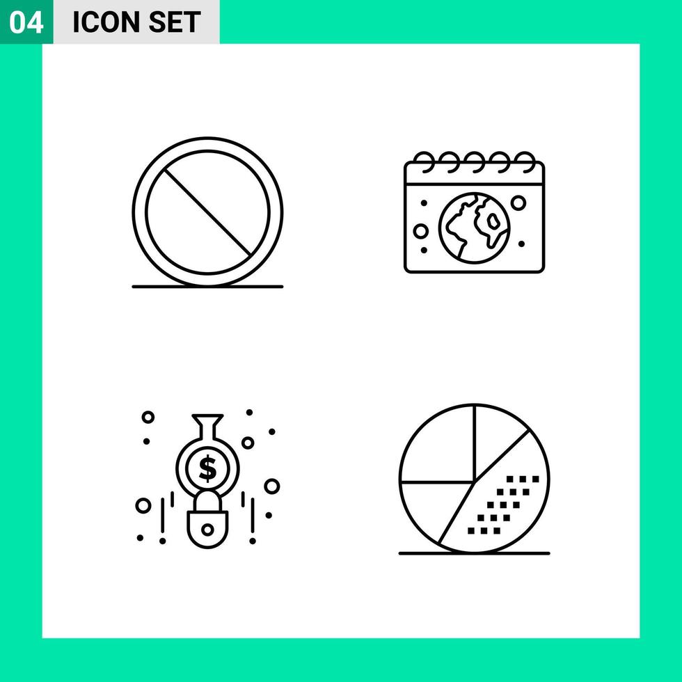 pacote de 4 símbolos de contorno do conjunto de ícones de estilo de linha para impressão de sinais criativos isolados no conjunto de 4 ícones de fundo branco vetor