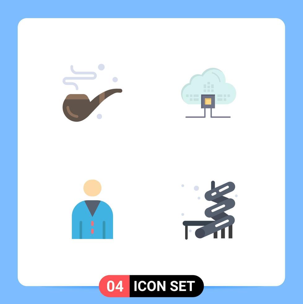 pacote de 4 ícones planos criativos de pais humanos de charuto nuvem pessoas elementos de design de vetores editáveis