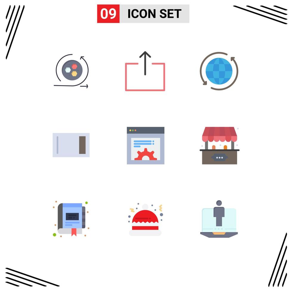 conjunto de 9 sinais de símbolos de ícones de interface do usuário modernos para dispositivos de corte de globo doméstico de design elementos de design de vetores editáveis