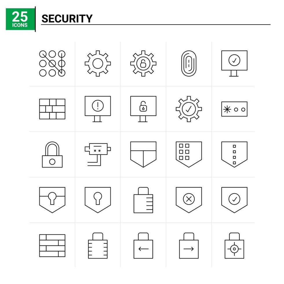 25 ícones de segurança definir fundo vetorial vetor