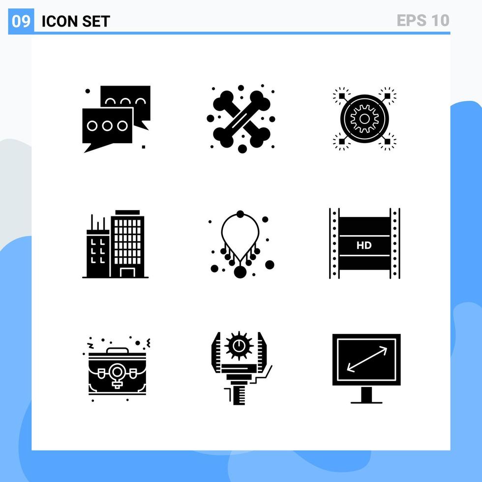 símbolos de glifo de ícones de estilo sólido moderno 9 para uso geral sinal de ícone sólido criativo isolado no pacote de 9 ícones de fundo branco vetor